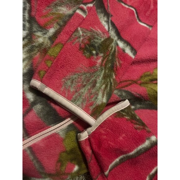 Realtree Pullover Quarter Zip Womens Small Fleece Pink Green Pockets Thumbholes - Picture 6 of 7